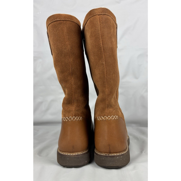 Clarks Glick Elmfield Leather Suede Shearling Winter Boots Womens 9.5 M Tan - Picture 8 of 13